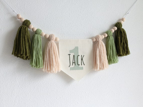 Striscione Boho Per Seggiolone 1° Compleanno - Decorazione Festa Con Nappe E Perline Di Legno - Foto 11