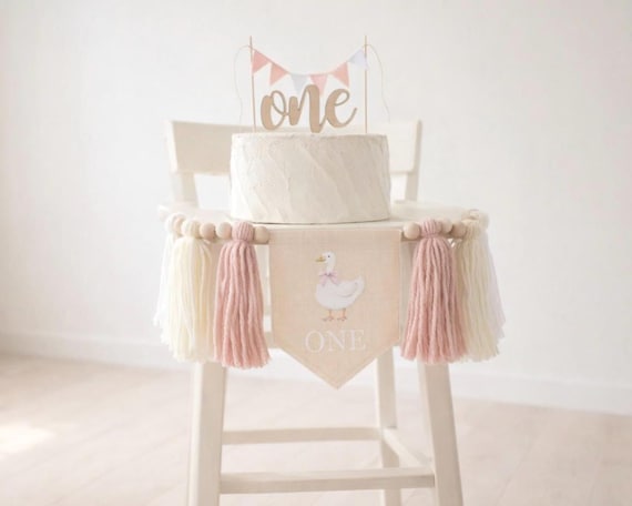 Pink One Silly Goose high chair banner, Baby Girl 1st Birthday Decor, Photo Prop