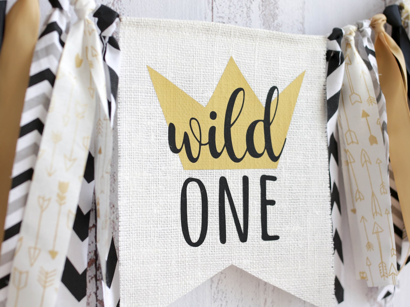 Wild One 1st Birthday Decoration Set - High Chair Banner, Hat, Cake Topper, Wood Bead Garland, Green - View #11