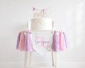 Fairy Butterfly Personalized high chair banner, Fairy Garden Purple Garland, Fairy Garden Birthday, Baby Girls Whimsical birthday decor product logo