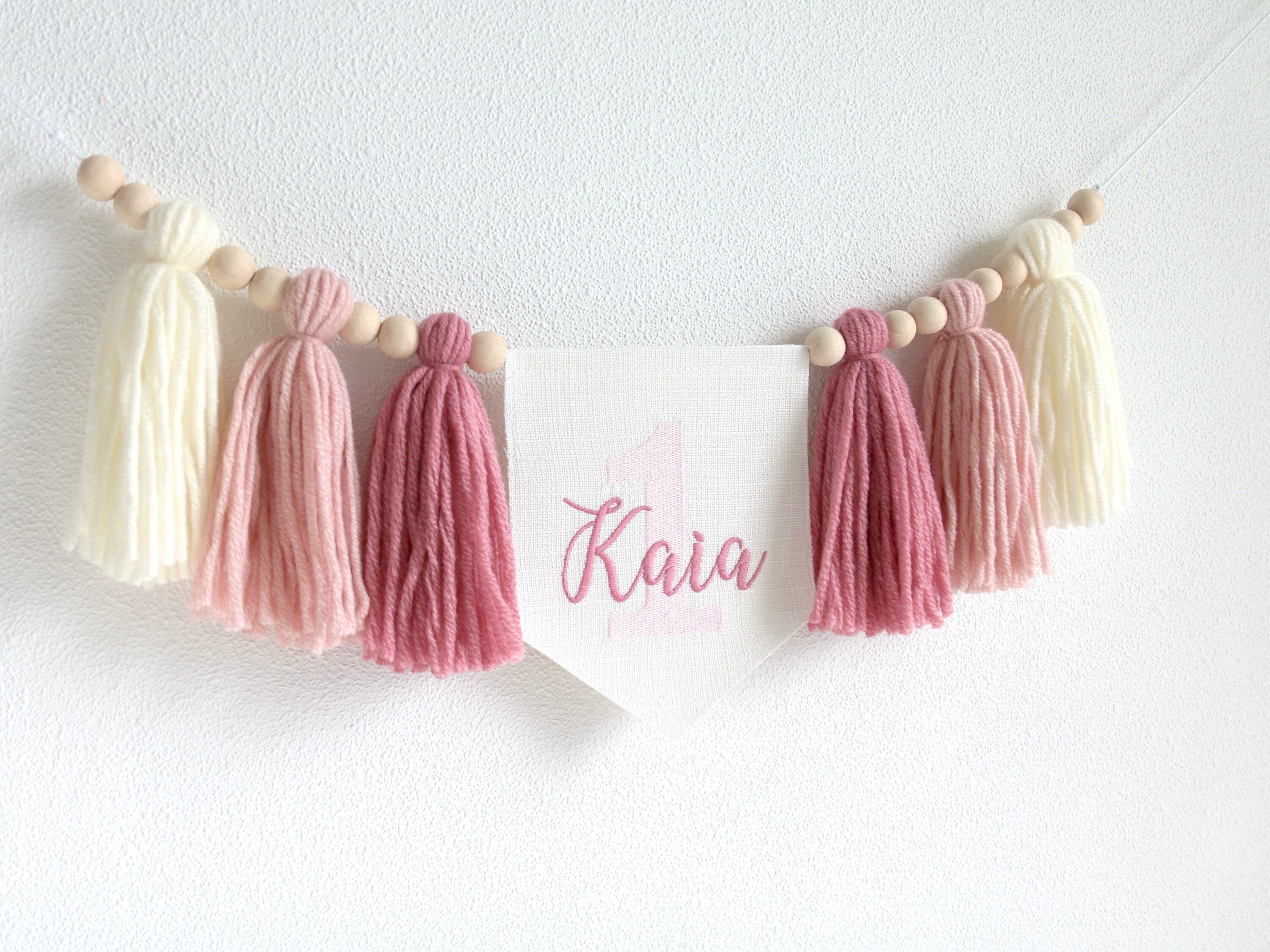 Blush Pink 1st Girl High Chair Banner, Personalized 1st Birthday Banner ...