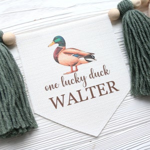 One Lucky Duck Birthday Party Bundle, Mallard Duck cake smash Party Set, Personalized Party Decor, Baby Boy Photo Prop image 4