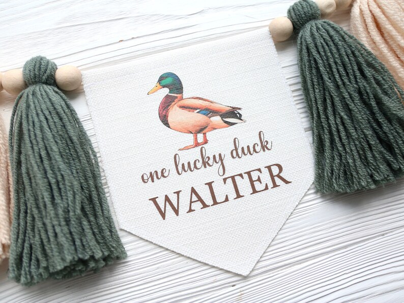 One Lucky Duck Birthday Party Bundle, Mallard Duck cake smash Party Set, Personalized Party Decor, Baby Boy Photo Prop image 4
