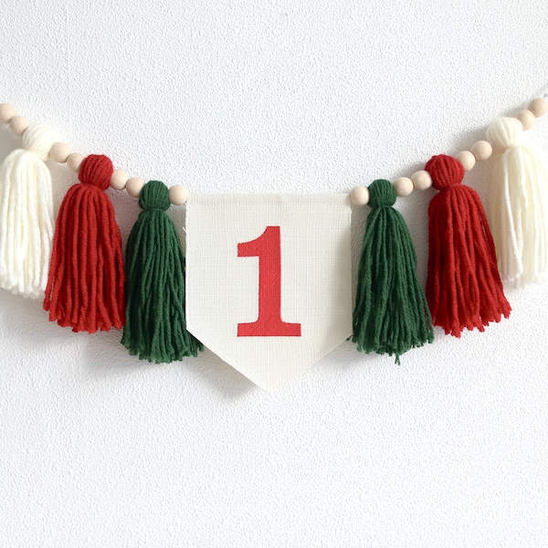 Weihnachten 1.Geburtstag, 1.Hochstuhl Banner, Rot und Grün Geburtstag Hochstuhl Banner. Oh was für Spaß, Weihnachten Geburtstagstorte Smash