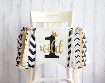 wild one birthday high chair banner, boy high chair banner, 1st birthday decor, wild one party, jungle safari decorations