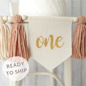 Boho Sun Birthday Banner, 1st high chair banner, Mustard boho birthday, Muted Sunshine, Yarn tassel garland, First Trip Around the Sun