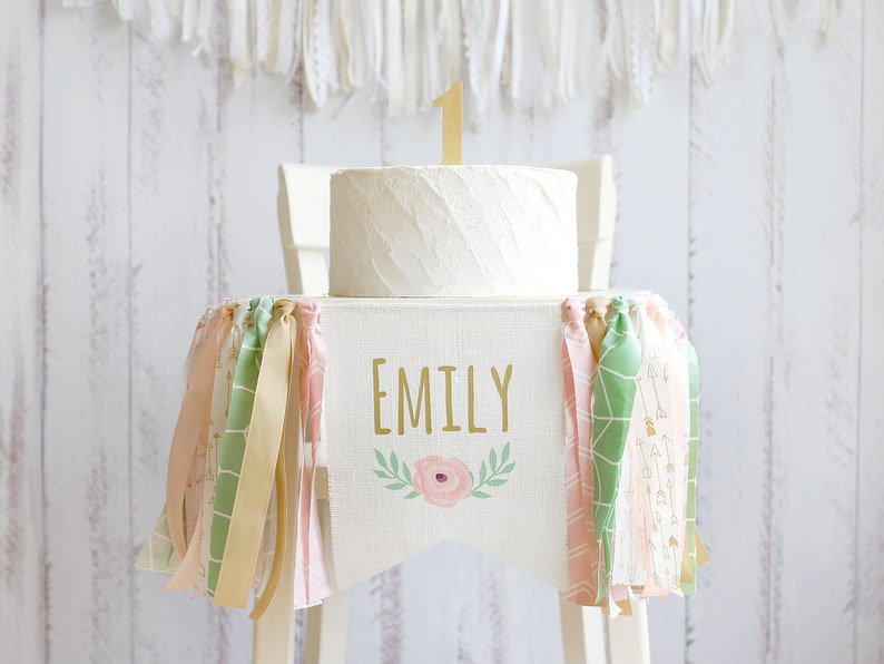 Personalized High Chair Banner Floral Highchair Banner Girl Etsy