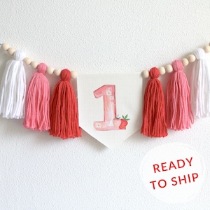Berry 1st High chair Banner, Berry Sweet Birthday, Cake smash Garland, Berry 1st Birthday, Red Strawberry Birthday