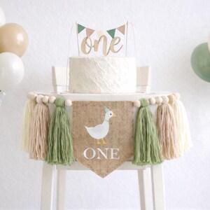 One Silly Goose high chair banner - 1st Birthday Decor - Green Silly Goose Banner image 2