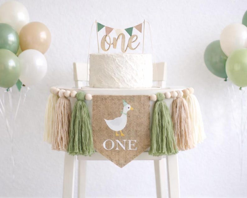 One Silly Goose high chair banner - 1st Birthday Decor - Green Silly Goose Banner image 2