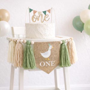 One Silly Goose high chair banner - 1st Birthday Decor - Green Silly Goose Banner image 1