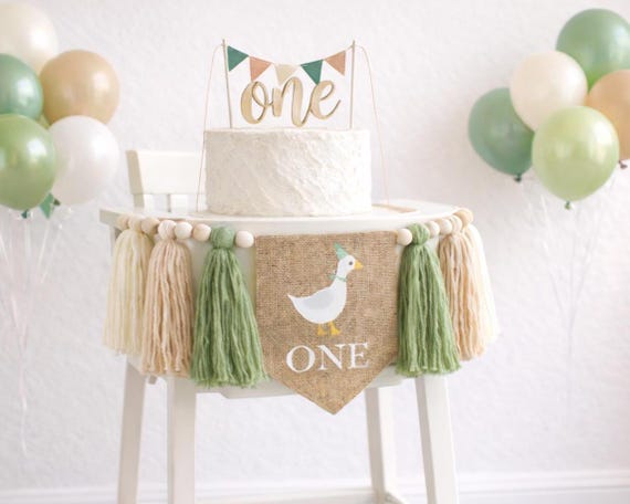One Silly Goose high chair banner -  1st Birthday Decor - Green Silly Goose Banner