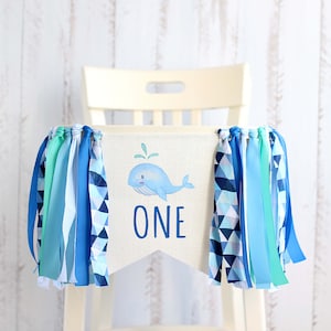 sea high chair banner, sea baby shower, boy high chair banner, boy 1st birthday decor, Whale Burlap banner