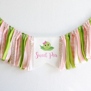 Banner snoepje kinderstoel, banner verjaardagsfeestje erwt, eerste verjaardag meisje, eerste verjaardag decoraties, banner kinderstoel