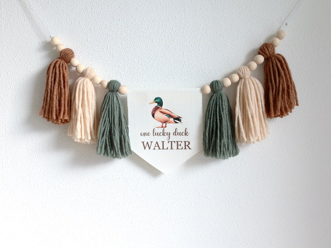 One Lucky Duck High Chair Banner - Mallard Duck 1st Birthday Decor, Cake Smash Photo Prop