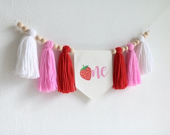 Sweet One kinderstoel banner, Berry Sweet 1e verjaardag, Cake smash Garland, Berry 1e verjaardag, Rode Aardbei Verjaardag, Berry Sweet Banner