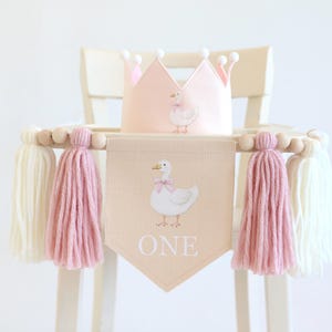 Pink One Silly Goose high chair banner, Baby Girl 1st Birthday Decor, Photo Prop