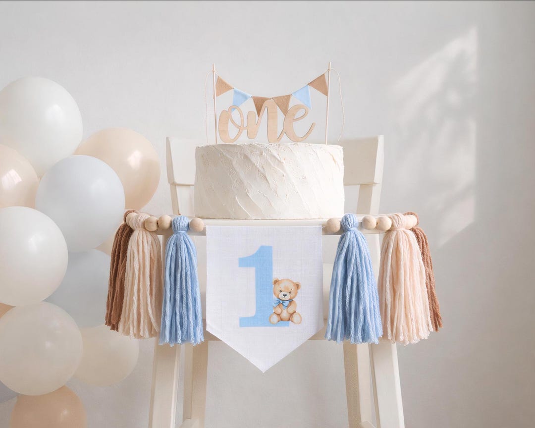 Boy High Chair Banner, Beary First Birthday Decorations, Teddy Bear One ...