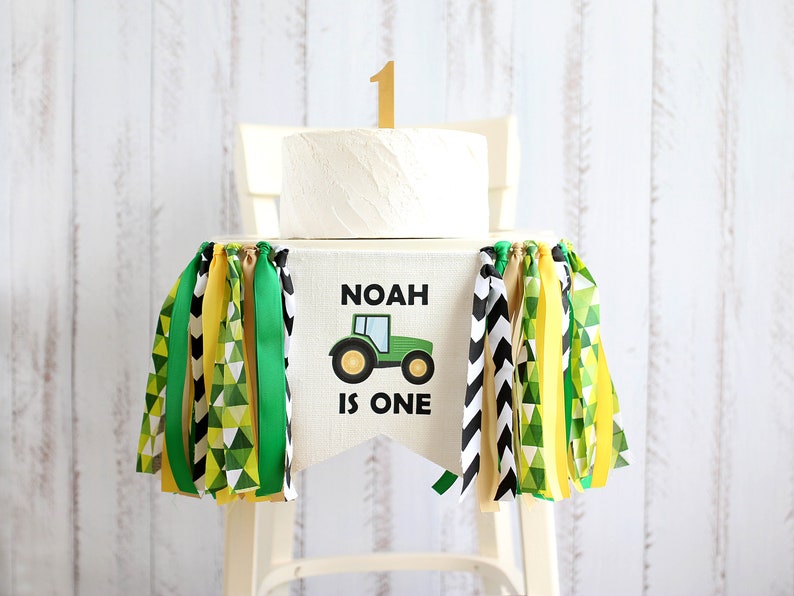 Green Tractor High Chair Banner John Deere 1st Birthday Etsy