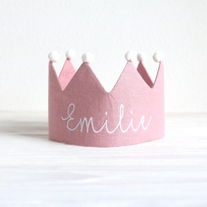 Personalized Linen Birthday Crown, Embroidered Name, Keepsake image 7