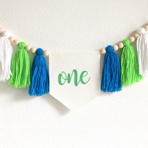Hole in One Highchair Banner, Golf themed 1st Birthday, 1st Birthday Cake Smash Garland, Boy Birthday Decor, Blue