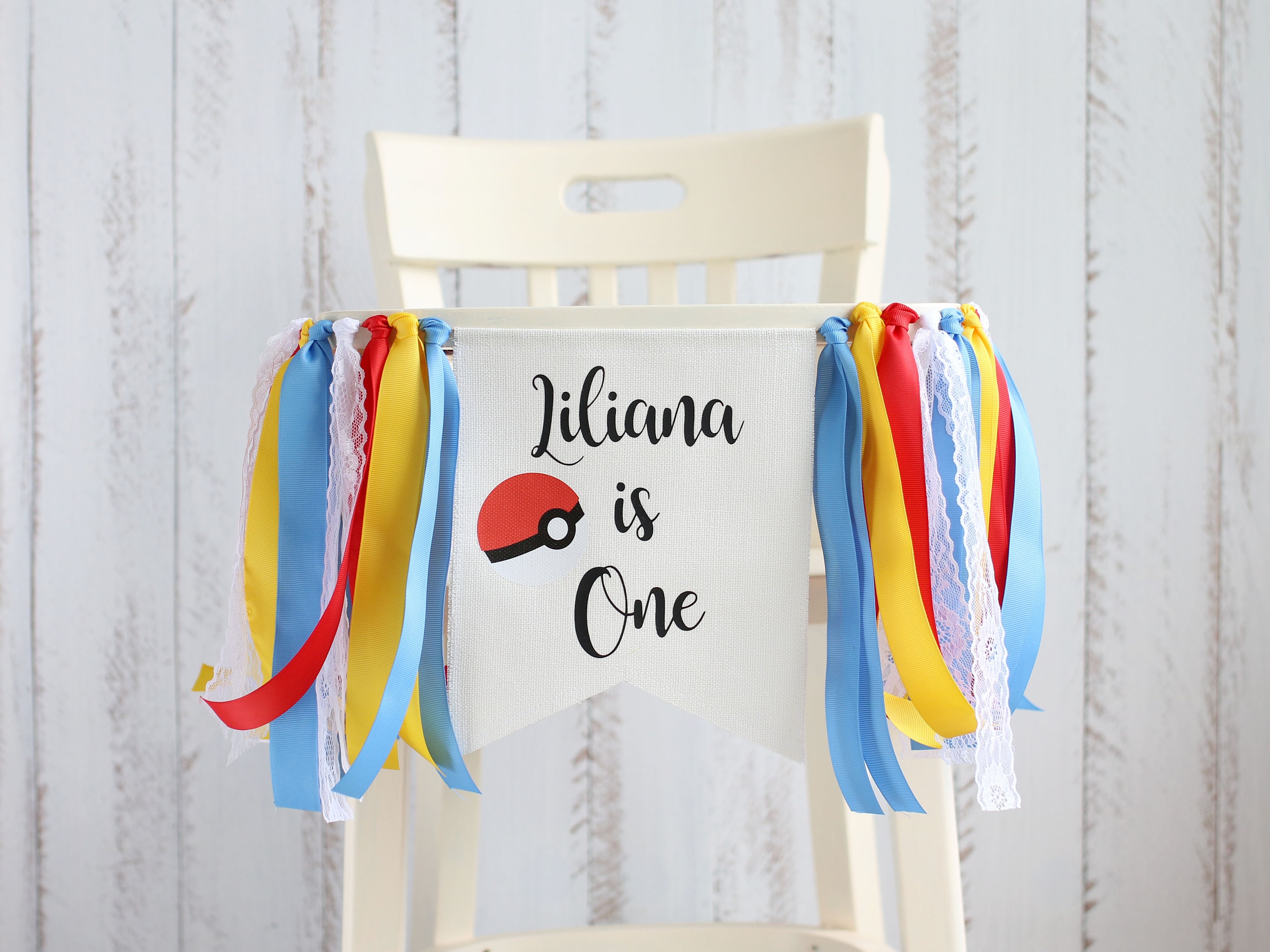 Pokemon highchair banner girl, 1st Birthday Decorations, Baby girl Highchair Banner, personalized high chair banner, 1st Birthday Decor
