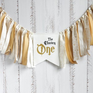 The Chosen One Wizard birthday, 1st birthday high chair banner, Little Wizard 1st Birthday Potter banner, Harry party decorations