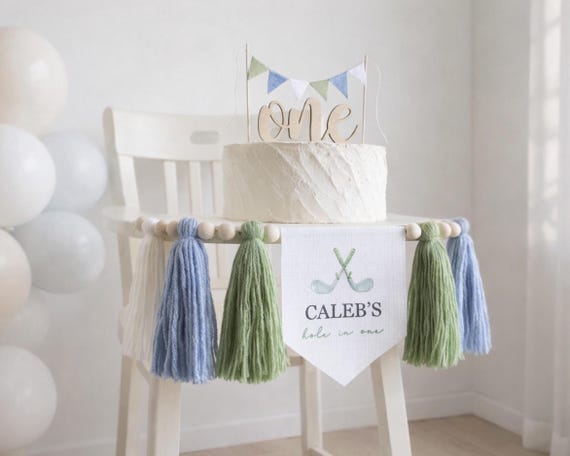 Golf 1st Birthday Personalized Banner, Hole in One 1st birthday, Golf Cake Smash Garland, Custom name sign, Golf Party Decor