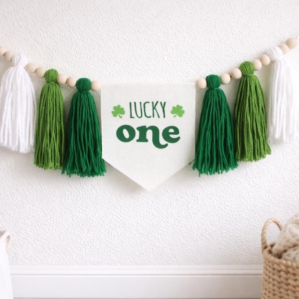 Shamrock 1st Birthday Banner, Patrick's  High Chair Banner, Lucky One Banner, Birthday Photo Prop, 1st Birthday Party