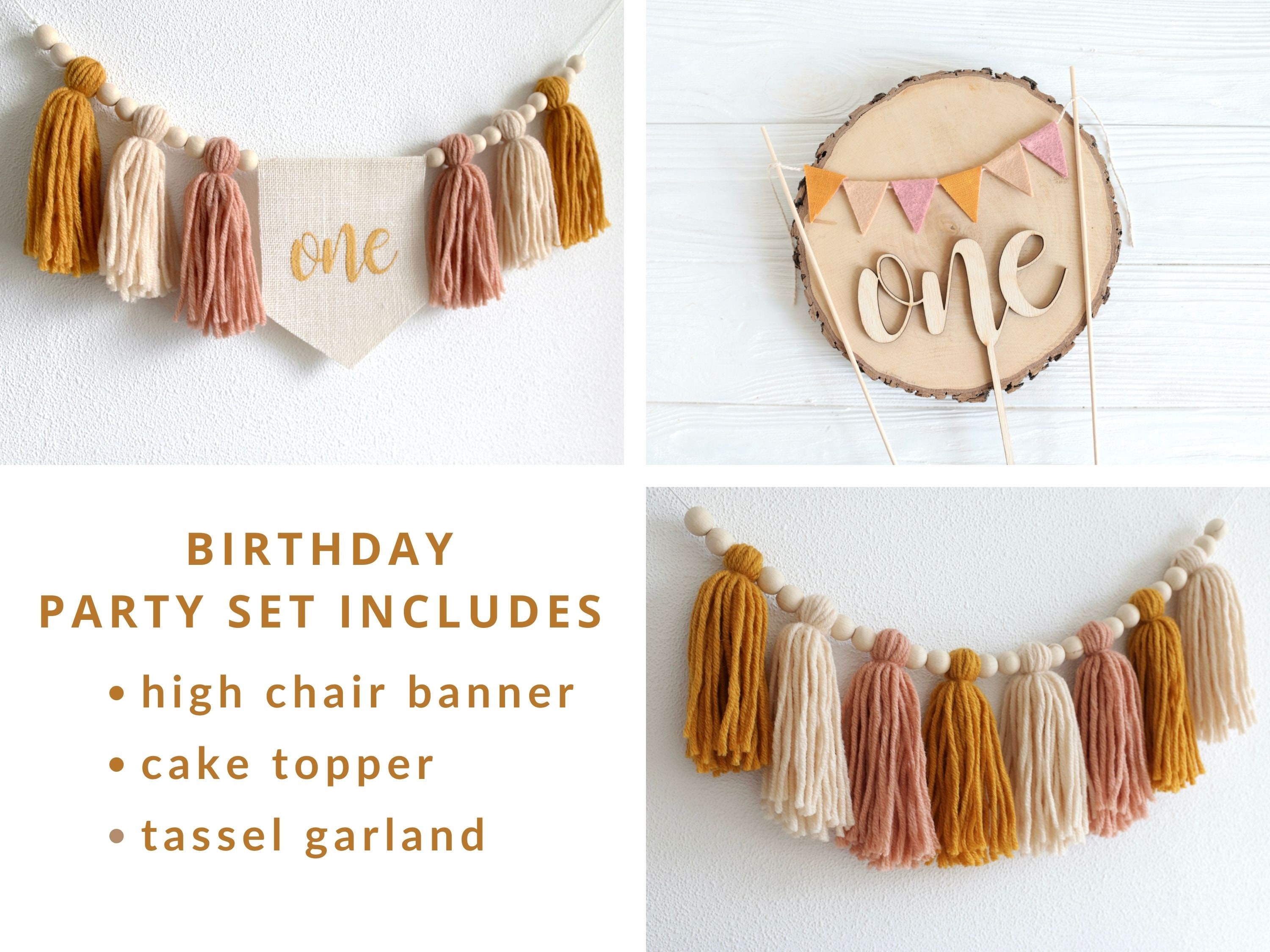 Boho Sun Birthday Party Bundle, Gedämpfter Sonnenschein Hochstuhl Banner, Cake Smash Party des Mädchens, 1. Geburtstagsdekor, Groovy Geburtstagsdekoration