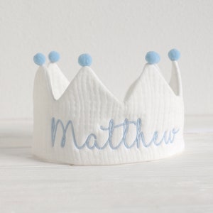 Corona di compleanno personalizzata con nome, compleanno del bambino, corona personalizzata di compleanno celeste, festa di compleanno del bambino, vestito per il primo compleanno