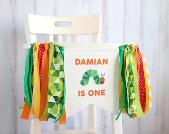 Very Hungry caterpillar baby shower, caterpillar High chair banner, Personalized high chair banner, custom high chair banner
