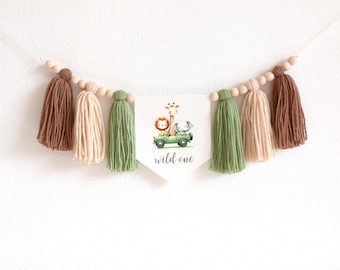 Safari High Chair Banner, Jungle Banner Safari Banner, Kinderhochstuhl Banner, Wild one Geburtstagsdeko, Cake Smash Fotorequisite