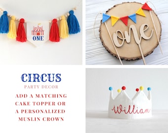 Circus High Chair Banner, Circus Yarn Tassels Garland, Circus 1st Birthday Decor, Carnival First Birthday Banner, Cake Smash Photo prop