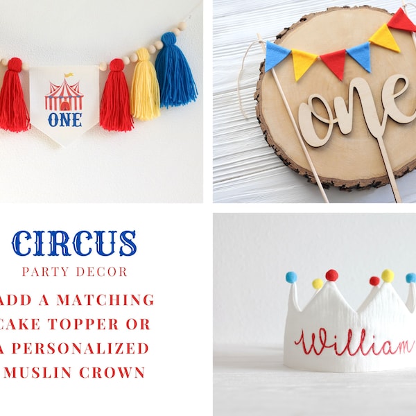 Circus High Chair Banner, Circus Yarn Tassels Garland, Circus 1st Birthday Decor, Carnival First Birthday Banner, Cake Smash Photo prop