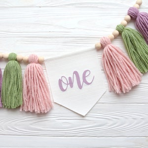 Baby Girl&#39;s Birthday high chair banner, Fairy 1st birthday, Cake smash Garland, Sweet One Cake Smash birthday decor, Wildflower Party