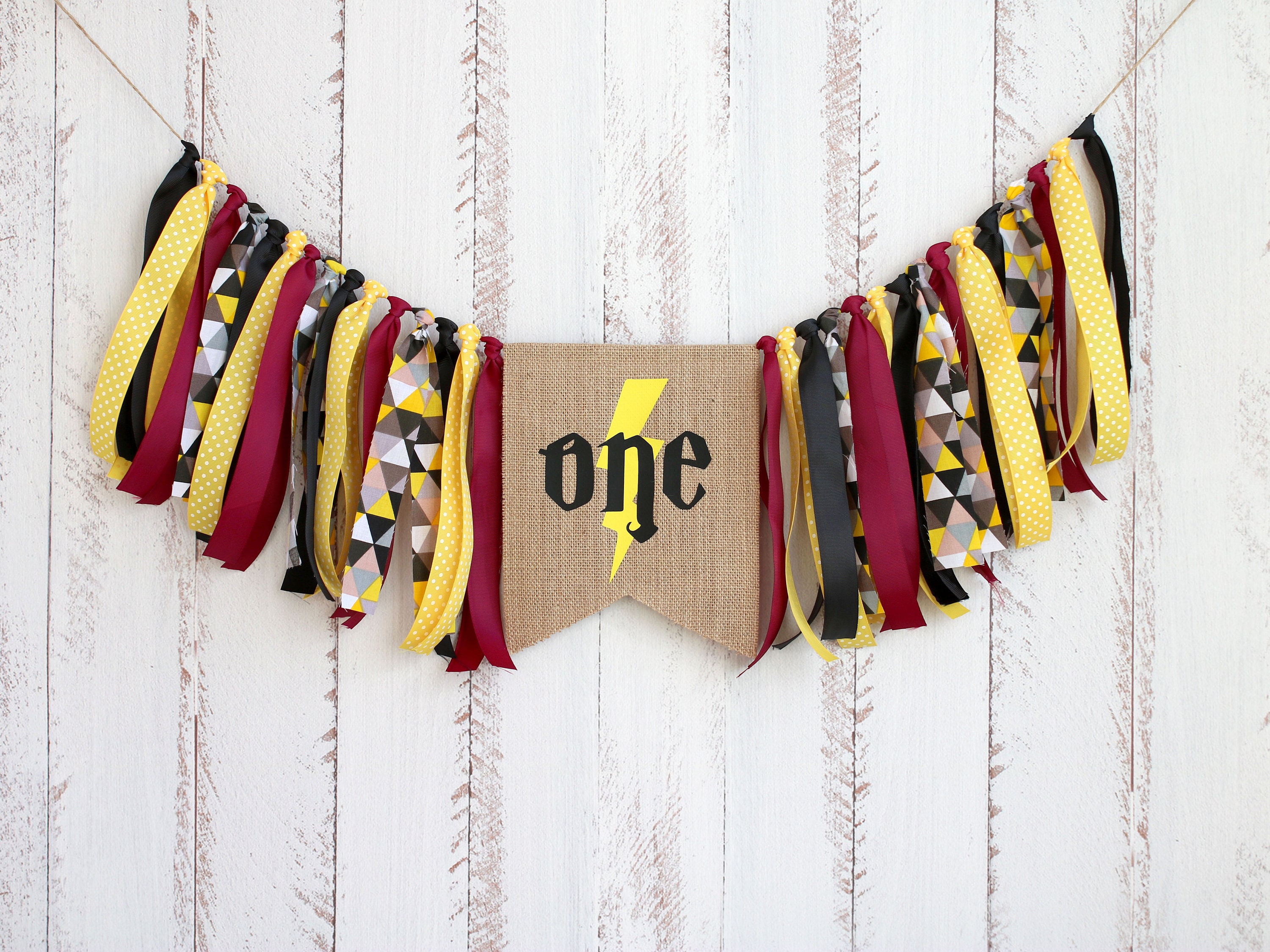 1st Birthday Potter Banner, Harry Party Decorations, Potter Inspired Banner,  Birthday Photo Prop, Cake Smash, Little Wizard Party 