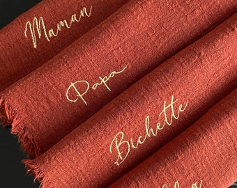 Tovagliolo ricamato con nome, personalizzabile - Matrimonio, Compleanno, Battesimo, Regalo, Boho, Decorazione, Natale