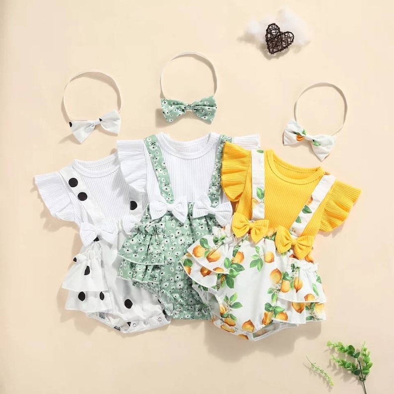 2Pcs Summer Baby Girl Rompers Newborn Baby Clothes Toddler Ruffl