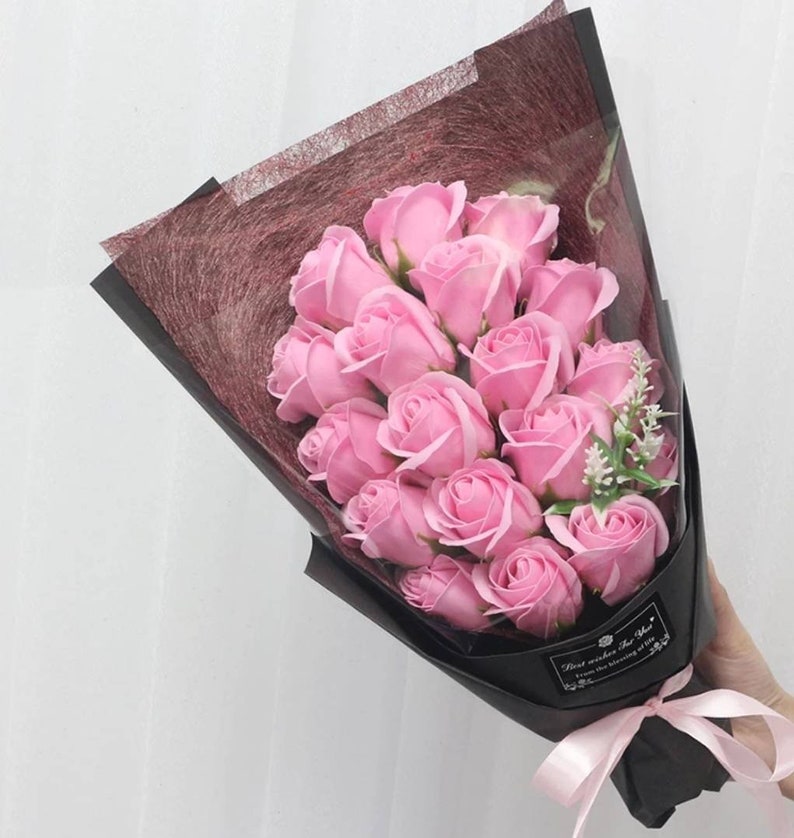 Flone 18pcs Creative Scented Artificial Soap Flowers Rose Bouquet Gift Box Simulation Rose Valentines Day Birthday Gift Decor