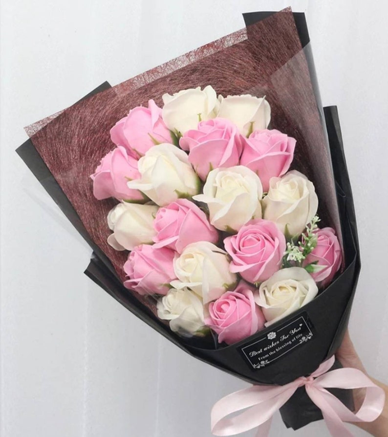 Flone 18pcs Creative Scented Artificial Soap Flowers Rose Bouquet Gift Box Simulation Rose Valentines Day Birthday Gift Decor