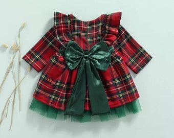 red plaid baby dress