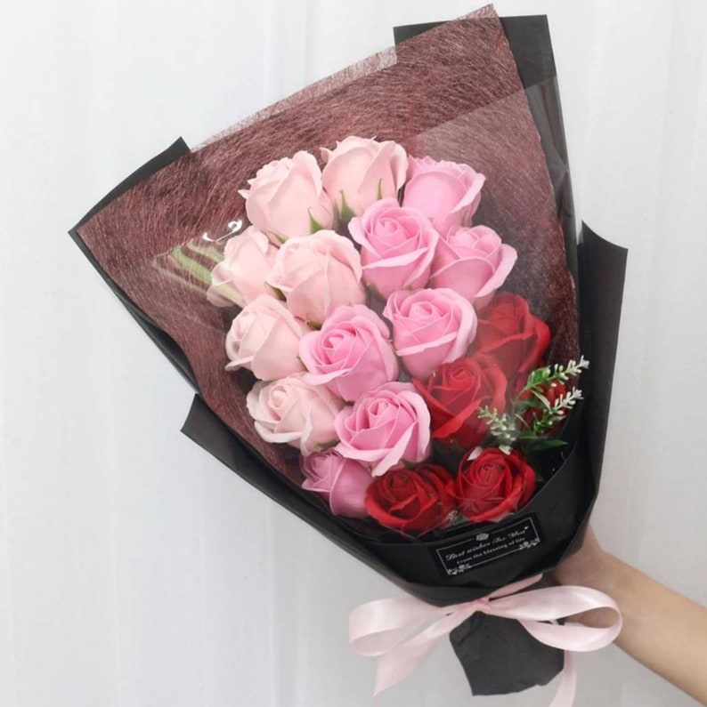 Flone 18pcs Creative Scented Artificial Soap Flowers Rose Bouquet Gift Box Simulation Rose Valentines Day Birthday Gift Decor