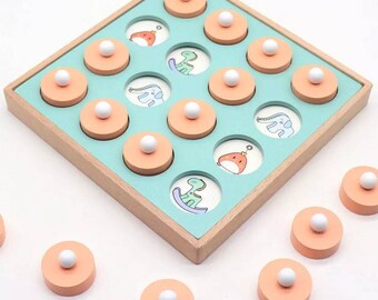 Montessori wooden toy Game for Children Match Chess Game Toy Set 3D puzzle Educational Montessori Toy Memory Wooden Match Chess