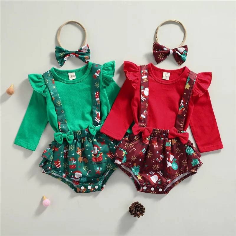 3Pcs 018Month Newborn Baby Girl Christmas Clothes SetInfant Etsy