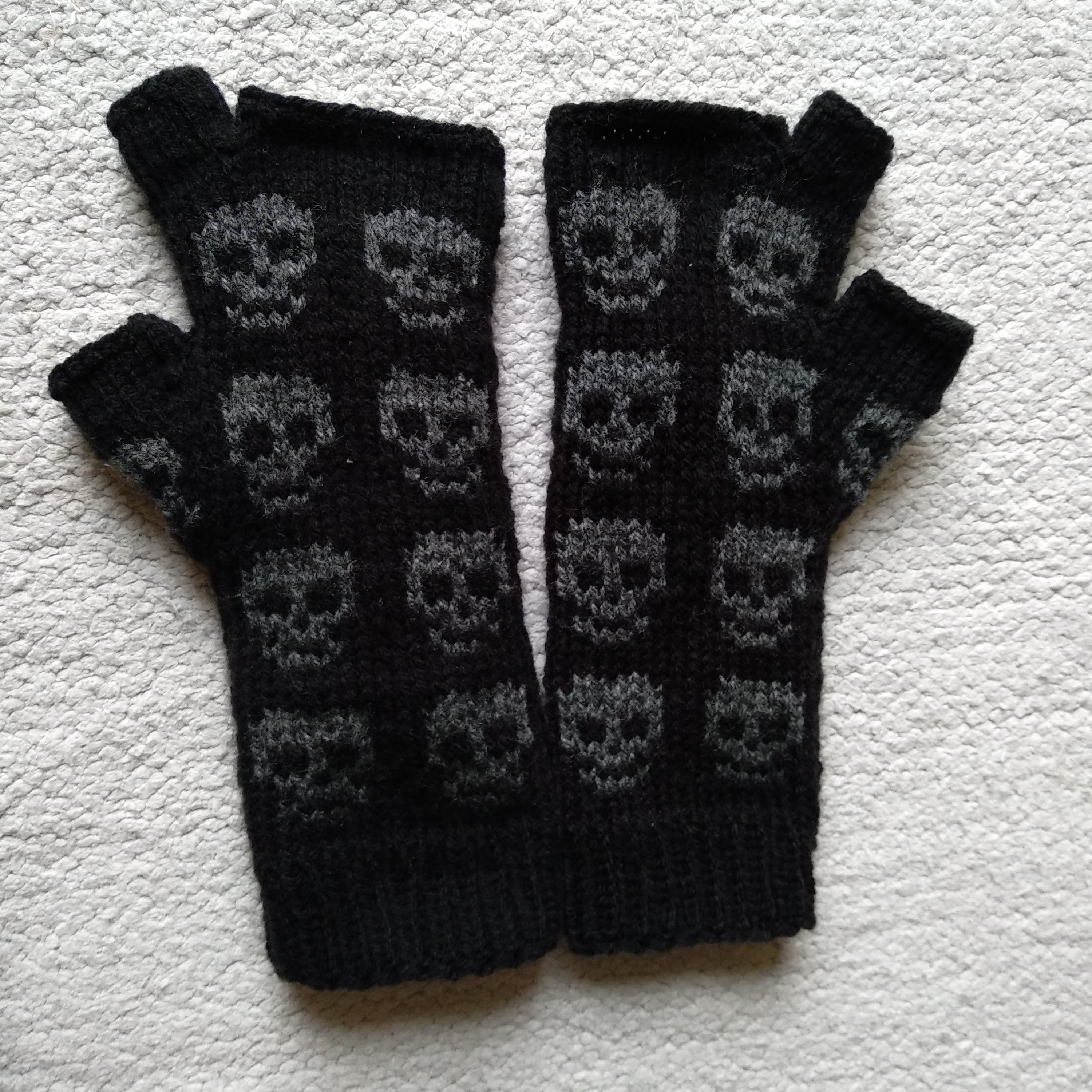 Goth Arm Warmers With Skulls Emo Mittens Women Halloween Etsy