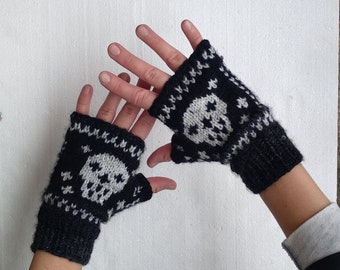 Gants Noirs Squelette Skeleton Bones - Origineux - Compatibles Smartphones
