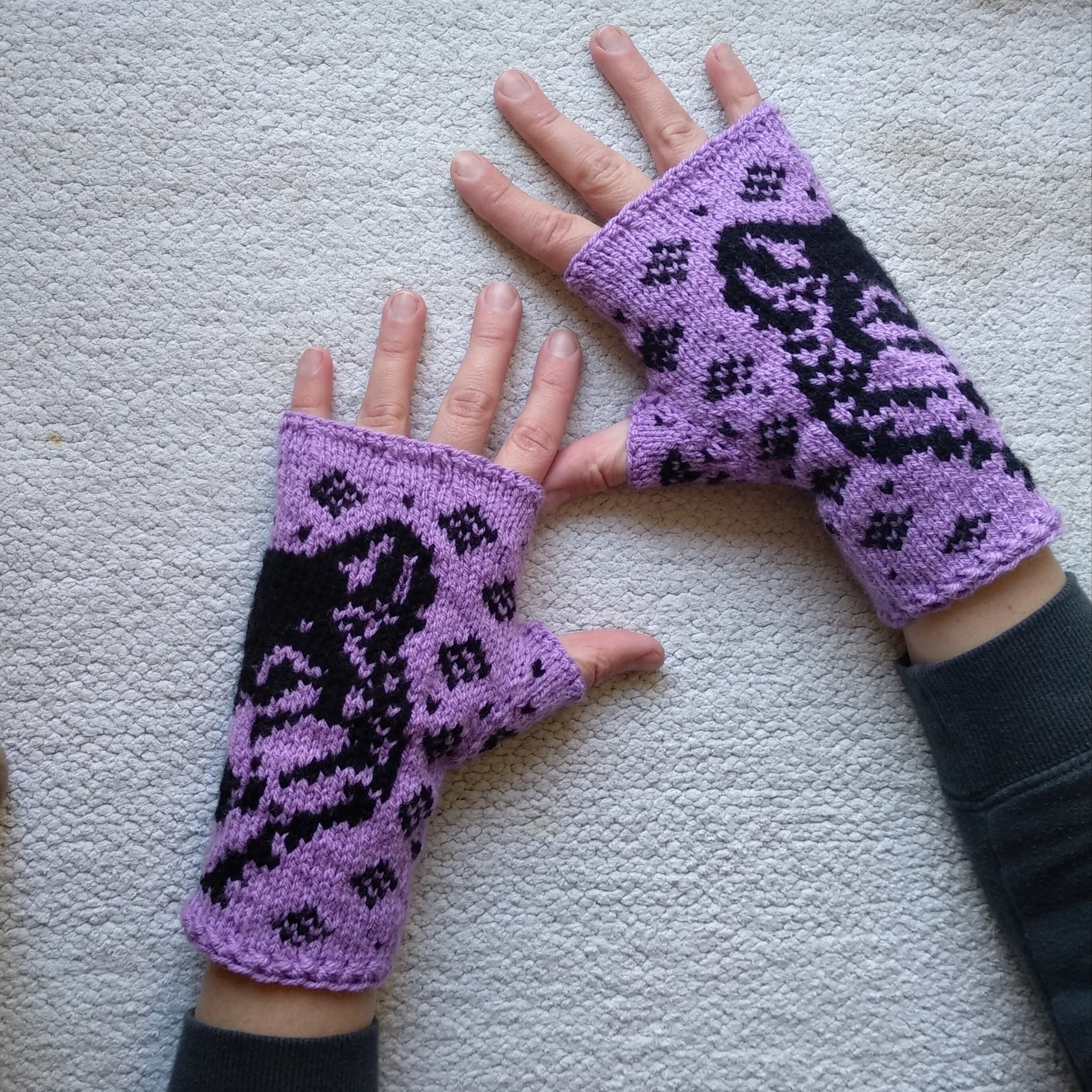 prowling wolf dog Wrist warmers fingerless gloves