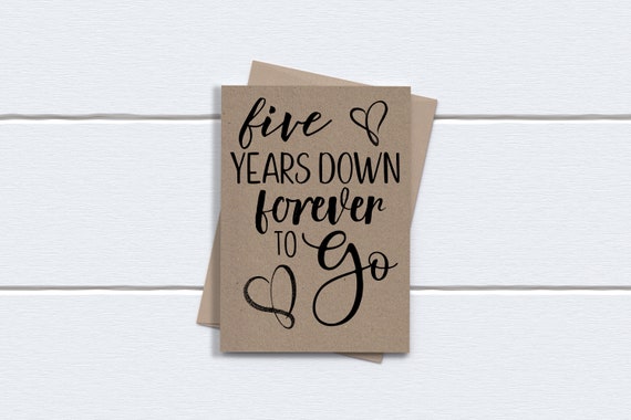 5th Anniversary Card Five Year Anniversary Card Five Years Etsy