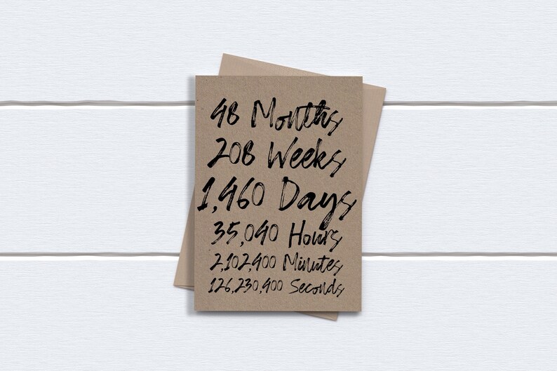 4th Anniversary Card 4 Years Summed One Four Year Anniversary Card Paper Greeting Cards Efp Osteology Org